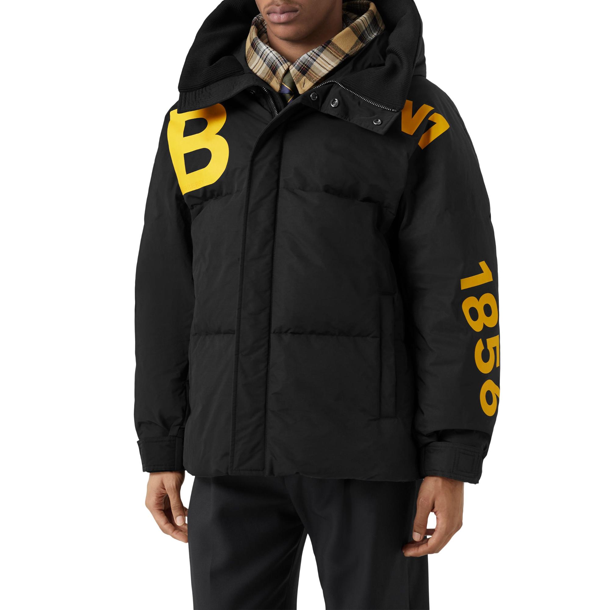 호스페리 프린트 나일론 후드 퍼퍼 재킷