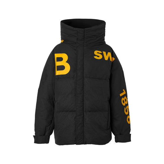 호스페리 프린트 나일론 후드 퍼퍼 재킷