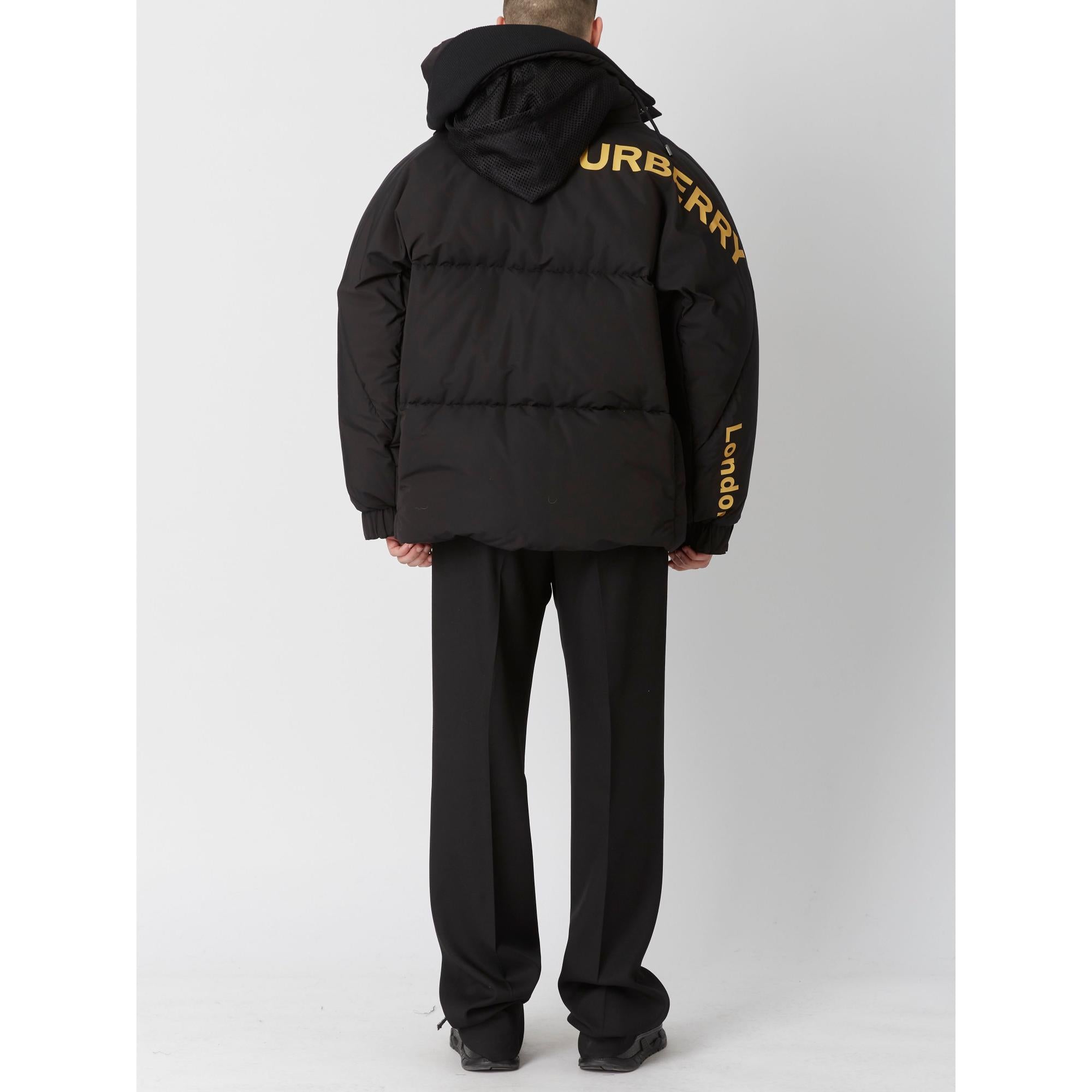 호스페리 프린트 나일론 후드 퍼퍼 재킷