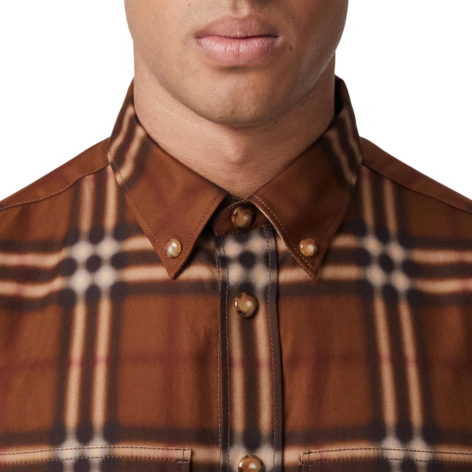 블러 체크 코튼 셔츠