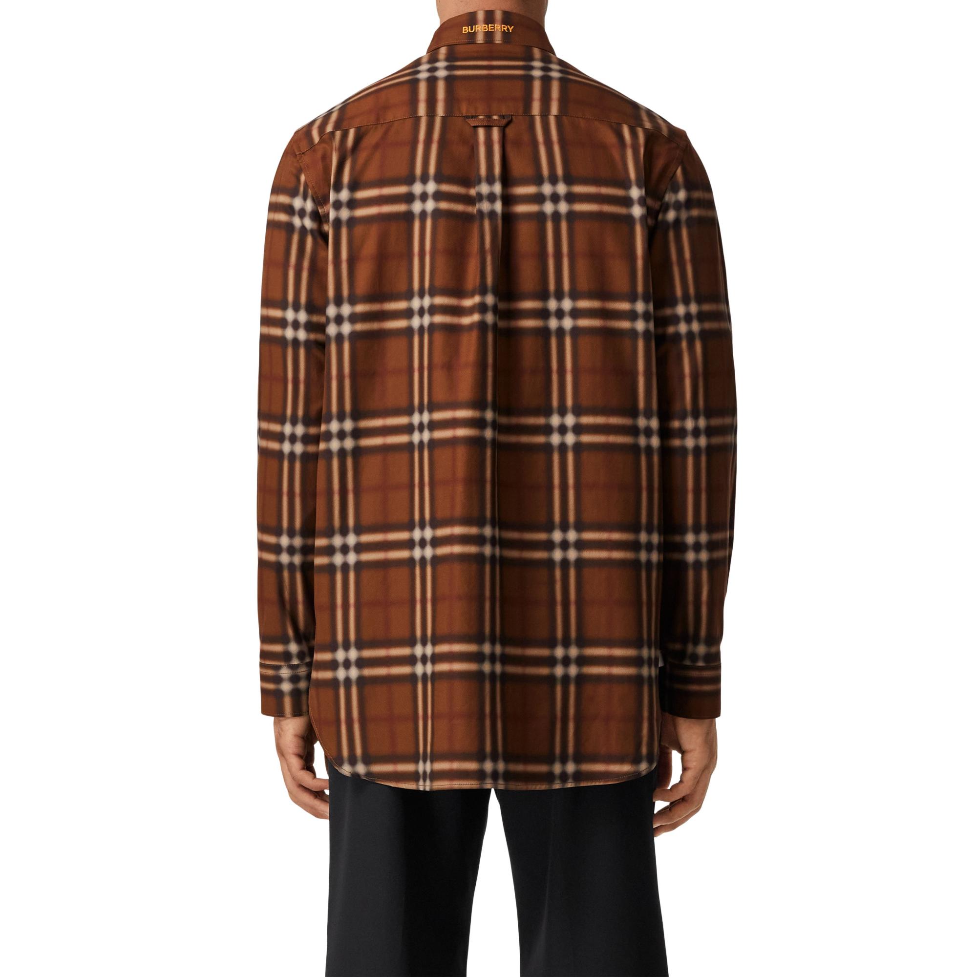 블러 체크 코튼 셔츠