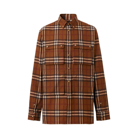 블러 체크 코튼 셔츠