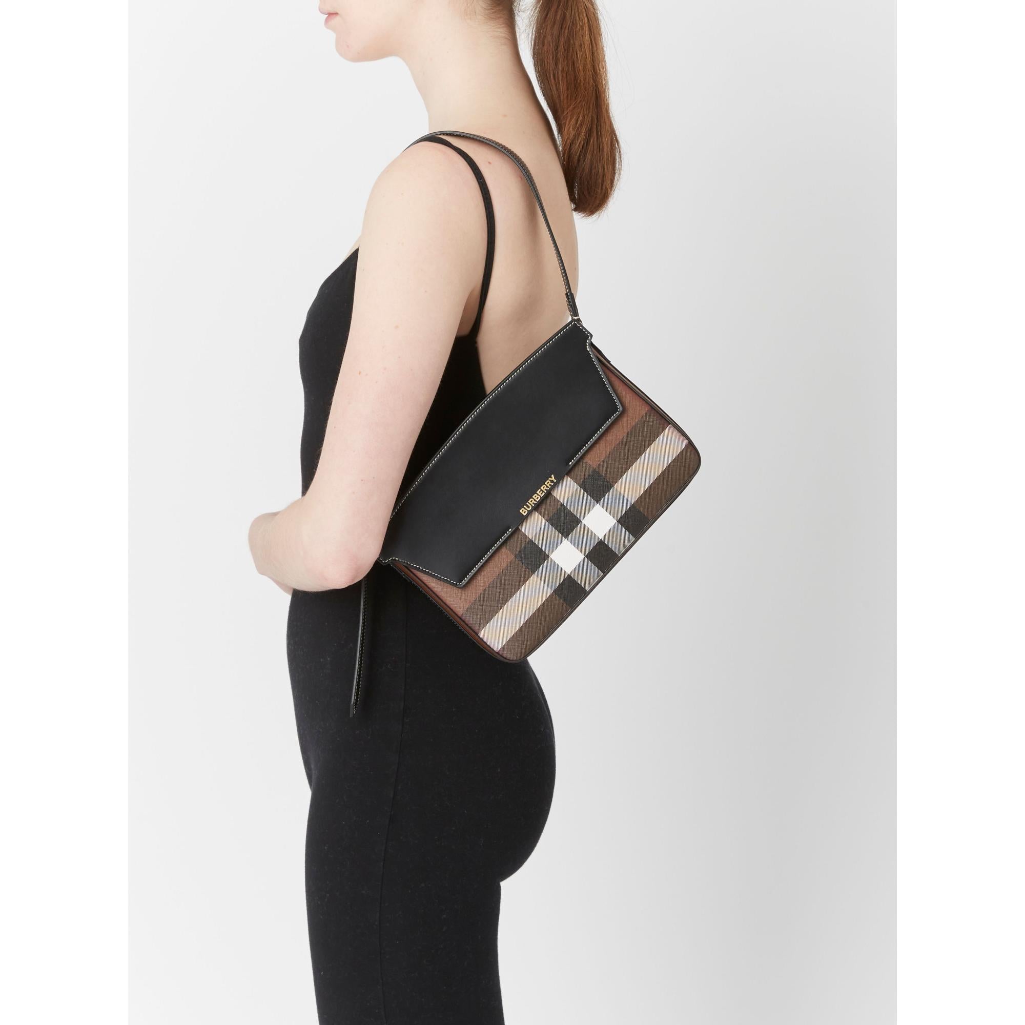 체크 레더 캐서린 숄더 백