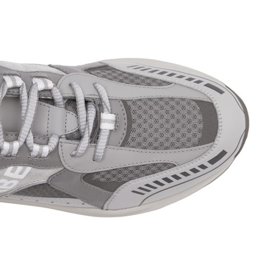 로고 프린트 레더 스웨이드 메시 스니커즈