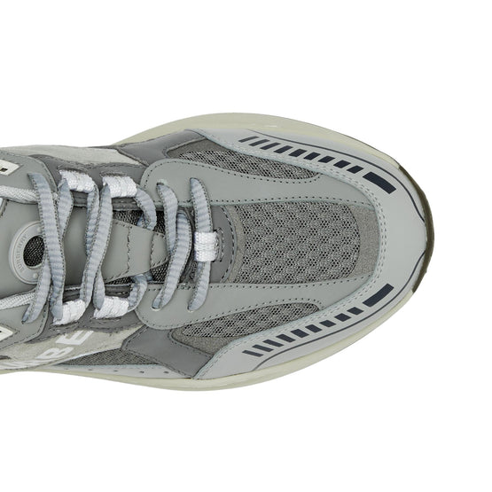 로고 프린트 레더 스웨이드 메시 스니커즈