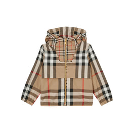 컨트라스트 체크 코튼 후드 재킷