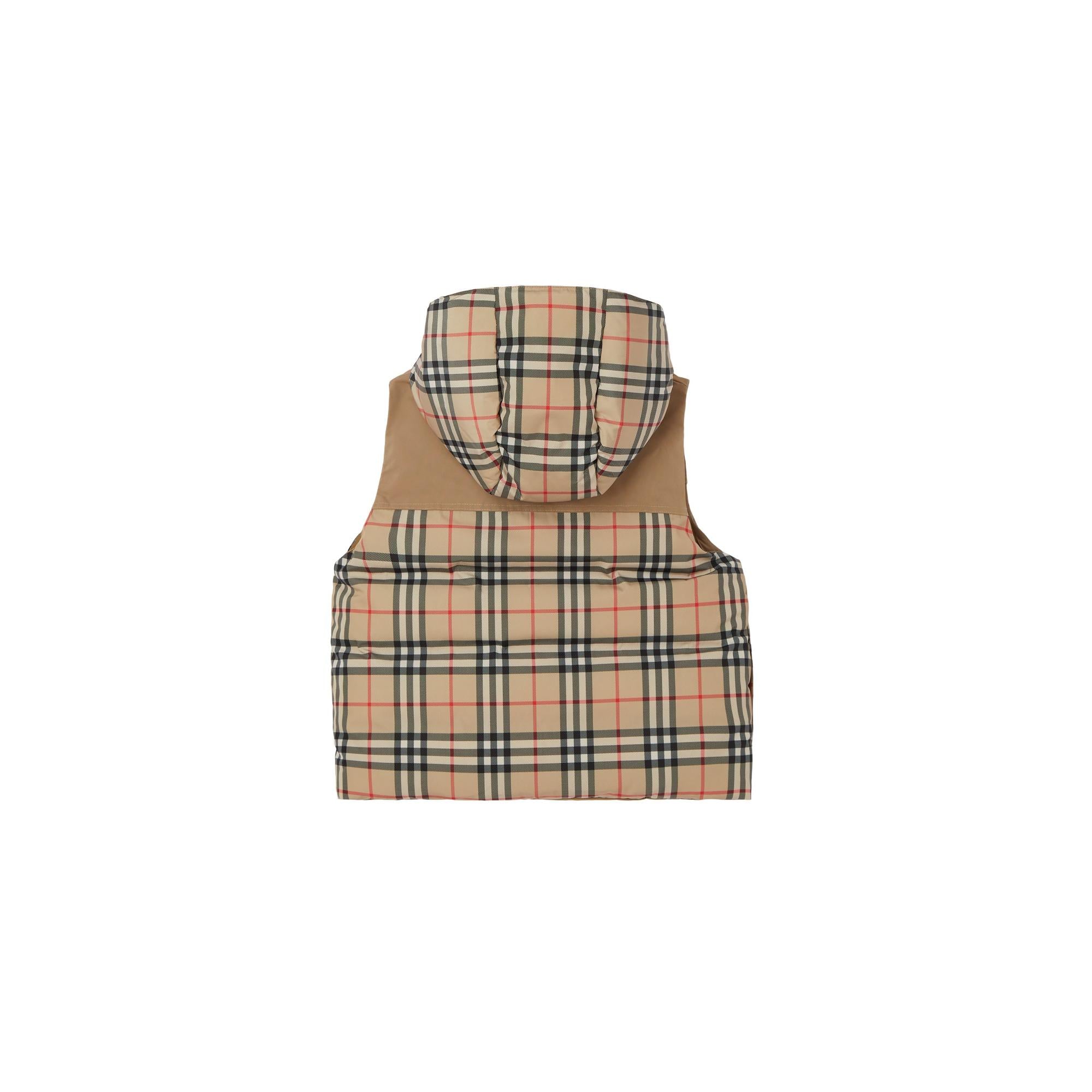 리버시블 체크 후드 퍼퍼 질레