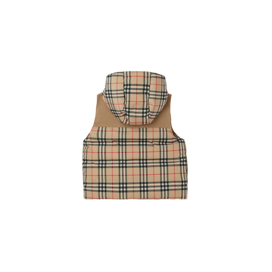 리버시블 체크 후드 퍼퍼 질레