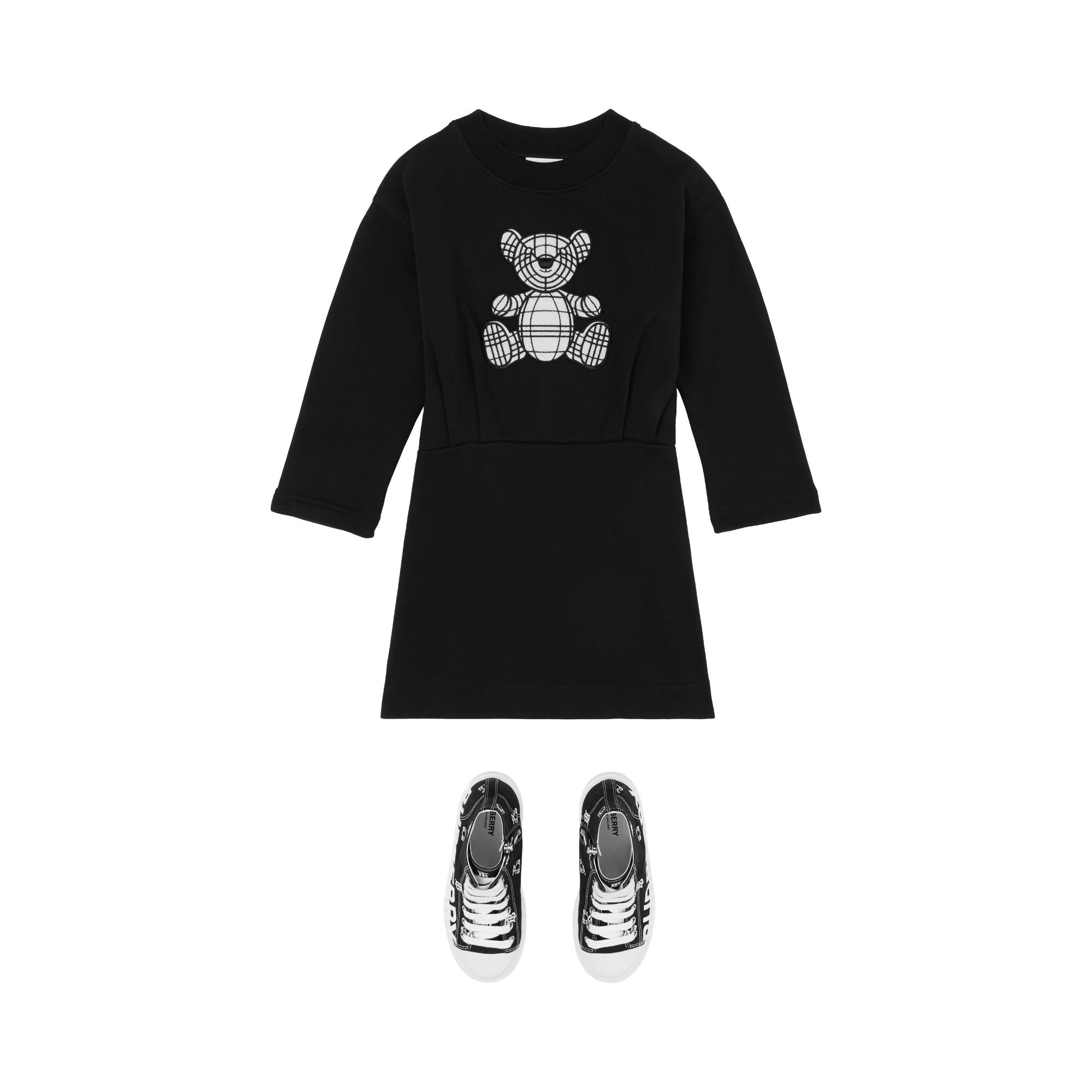 토마스 베어 아플리케 코튼 스웨터 드레스