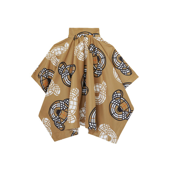 디태처블 후드 토마스 베어 프린트 케이프