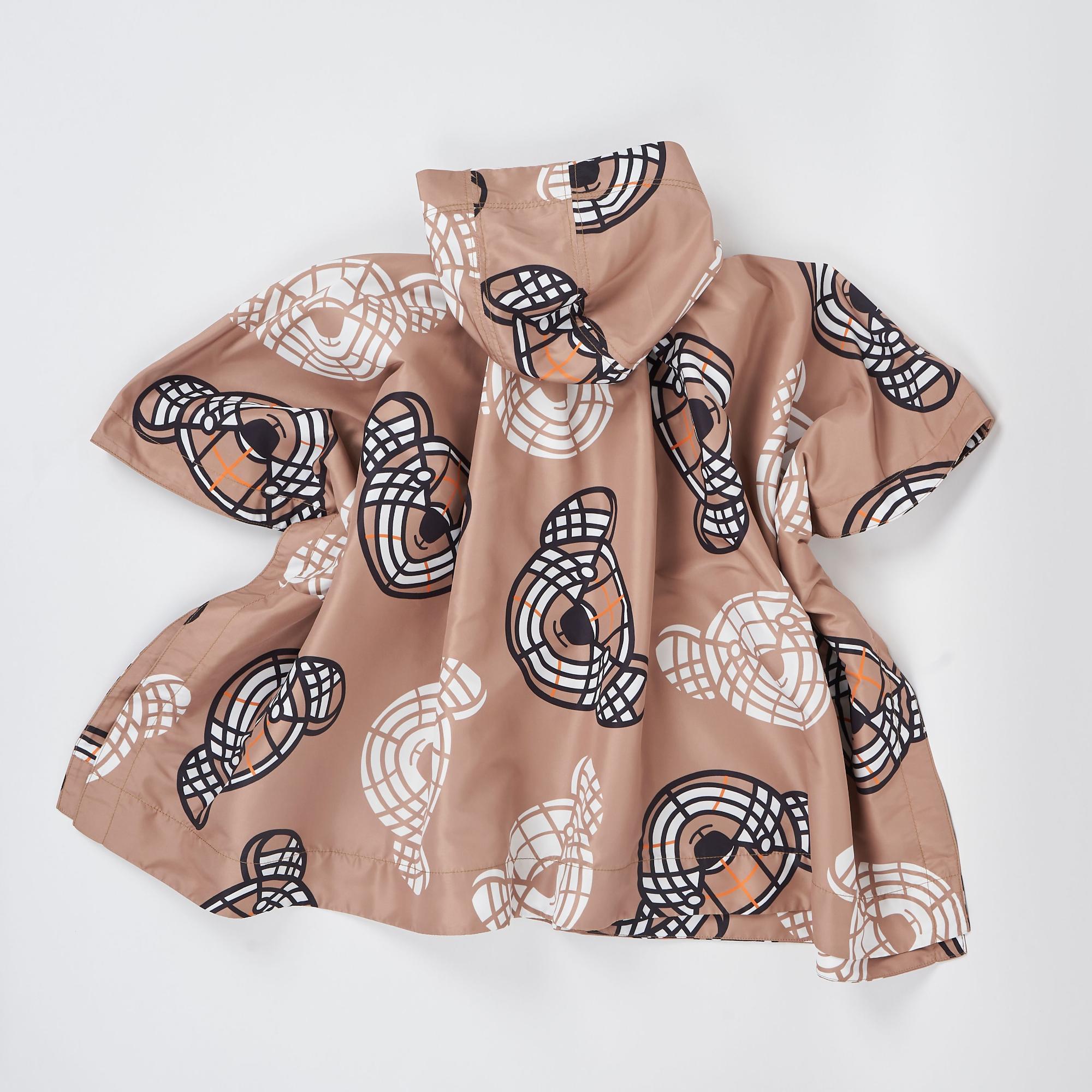 디태처블 후드 토마스 베어 프린트 케이프