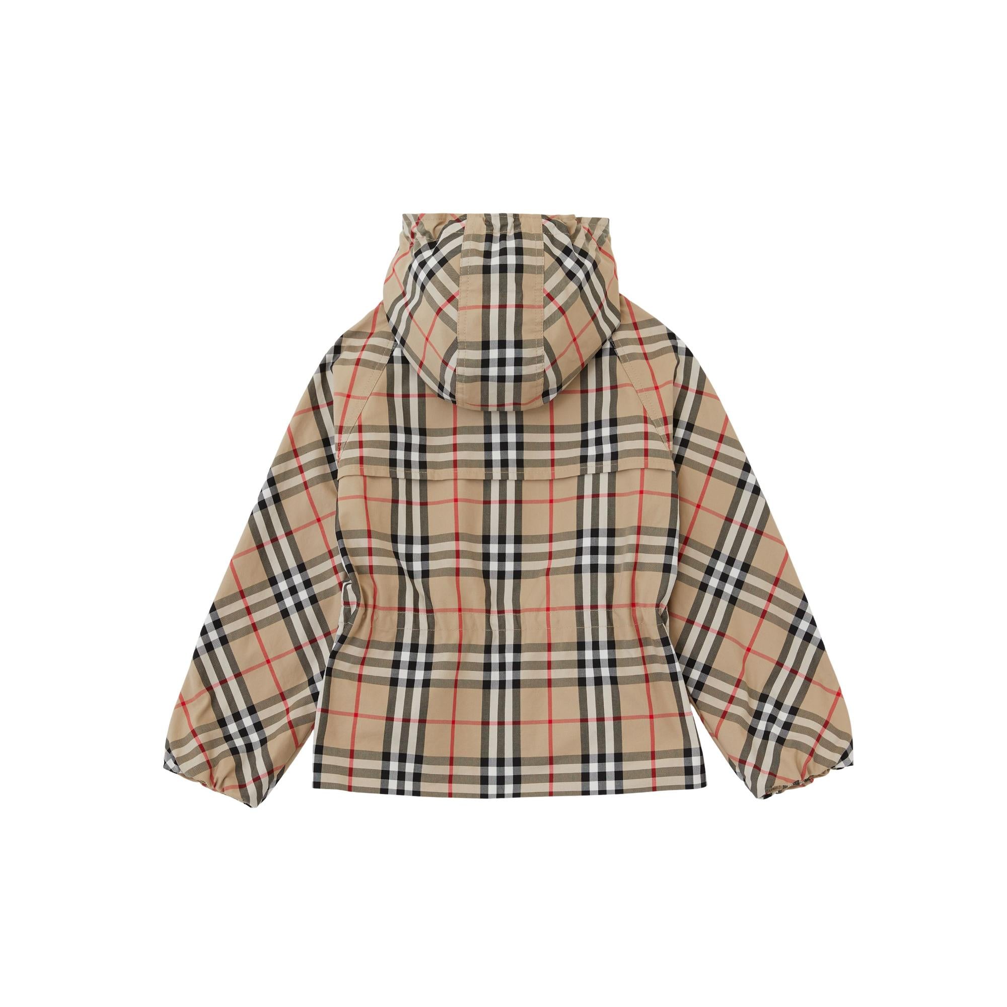빈티지 체크 코튼 후드 재킷