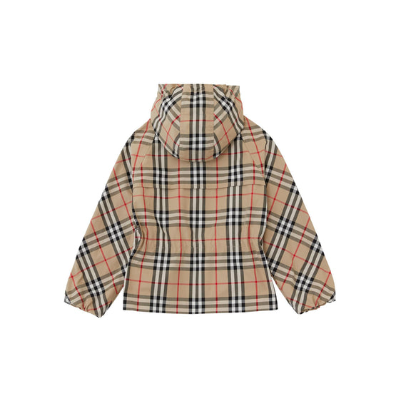 빈티지 체크 코튼 후드 재킷