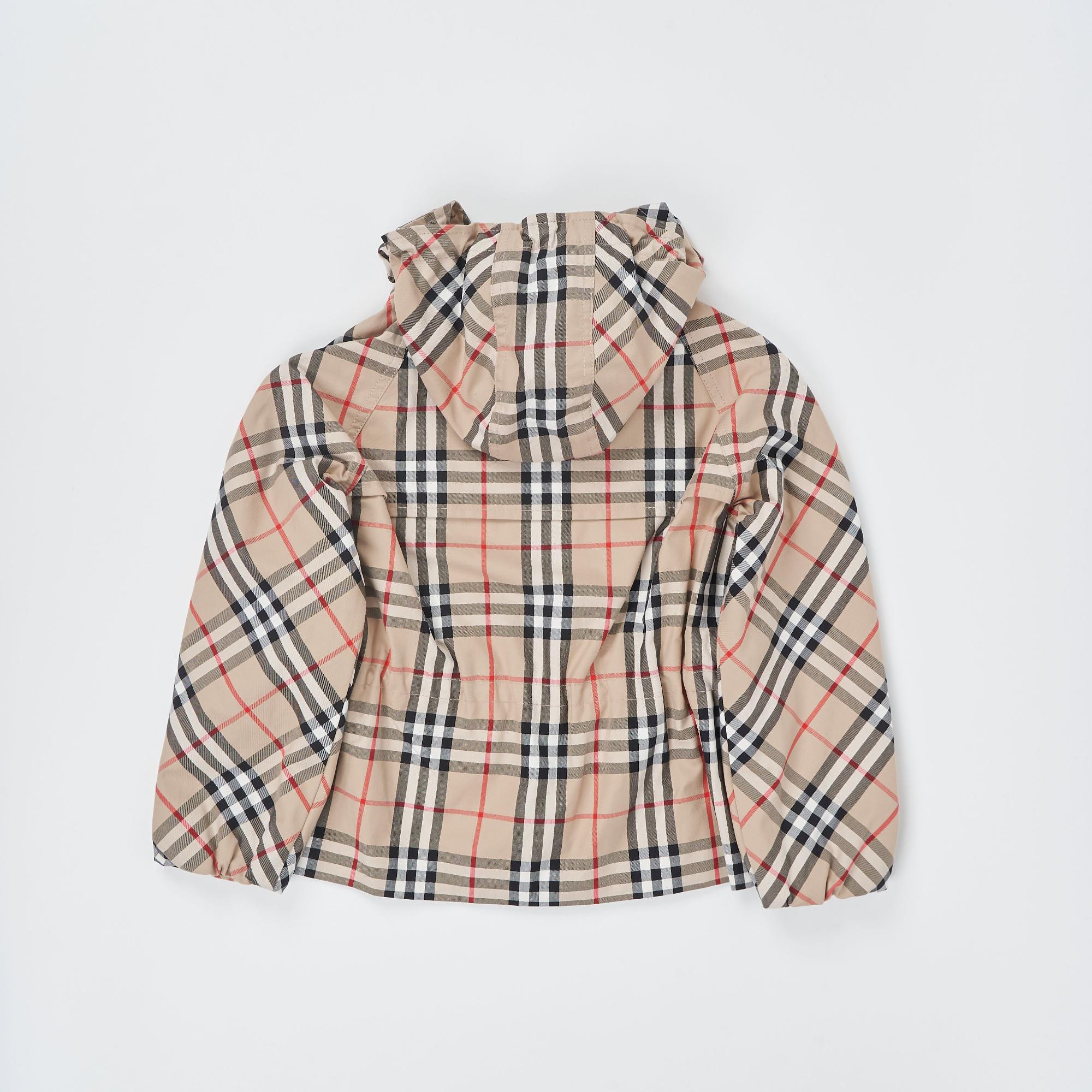 빈티지 체크 코튼 후드 재킷