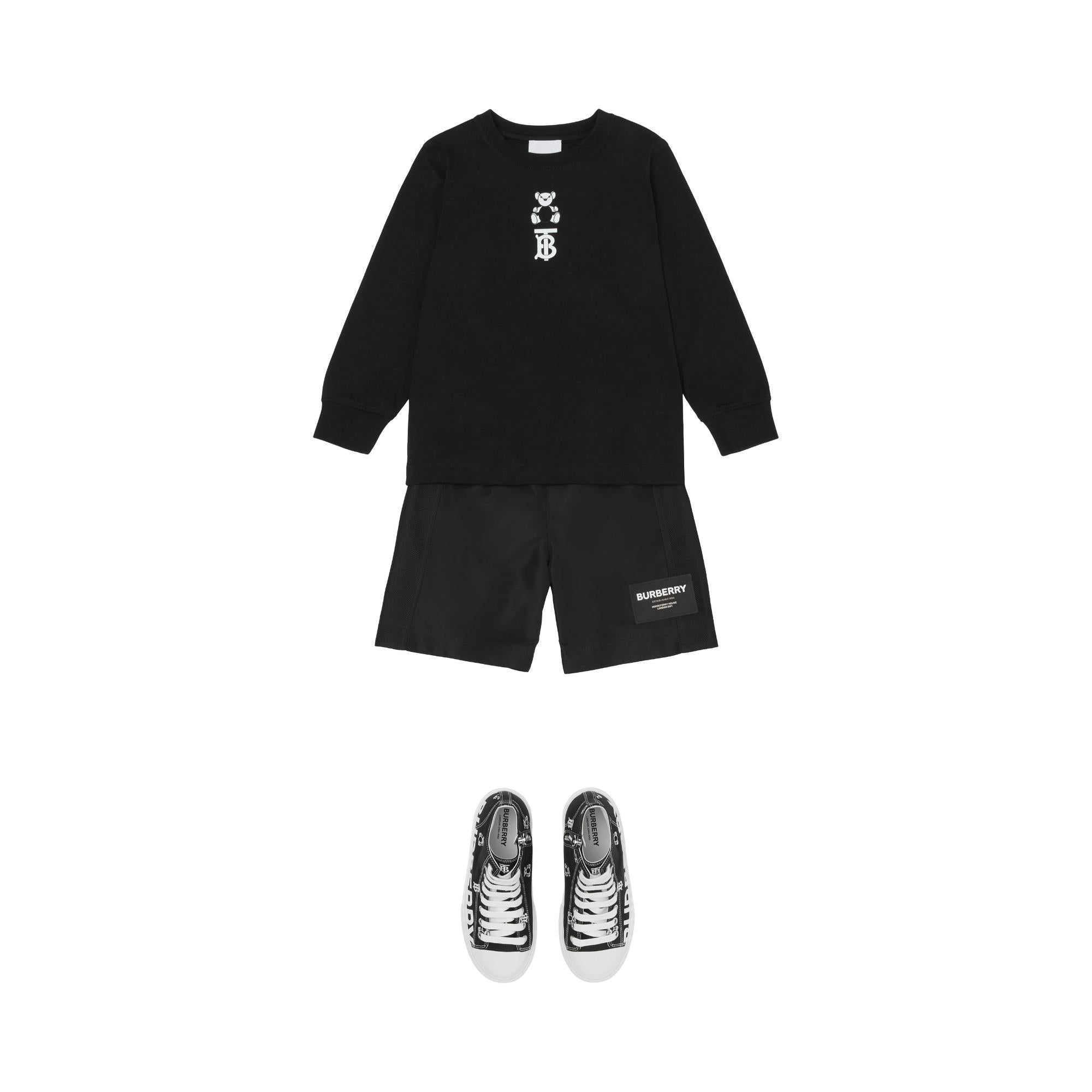 롱 슬리브 몽타주 프린트 코튼 톱