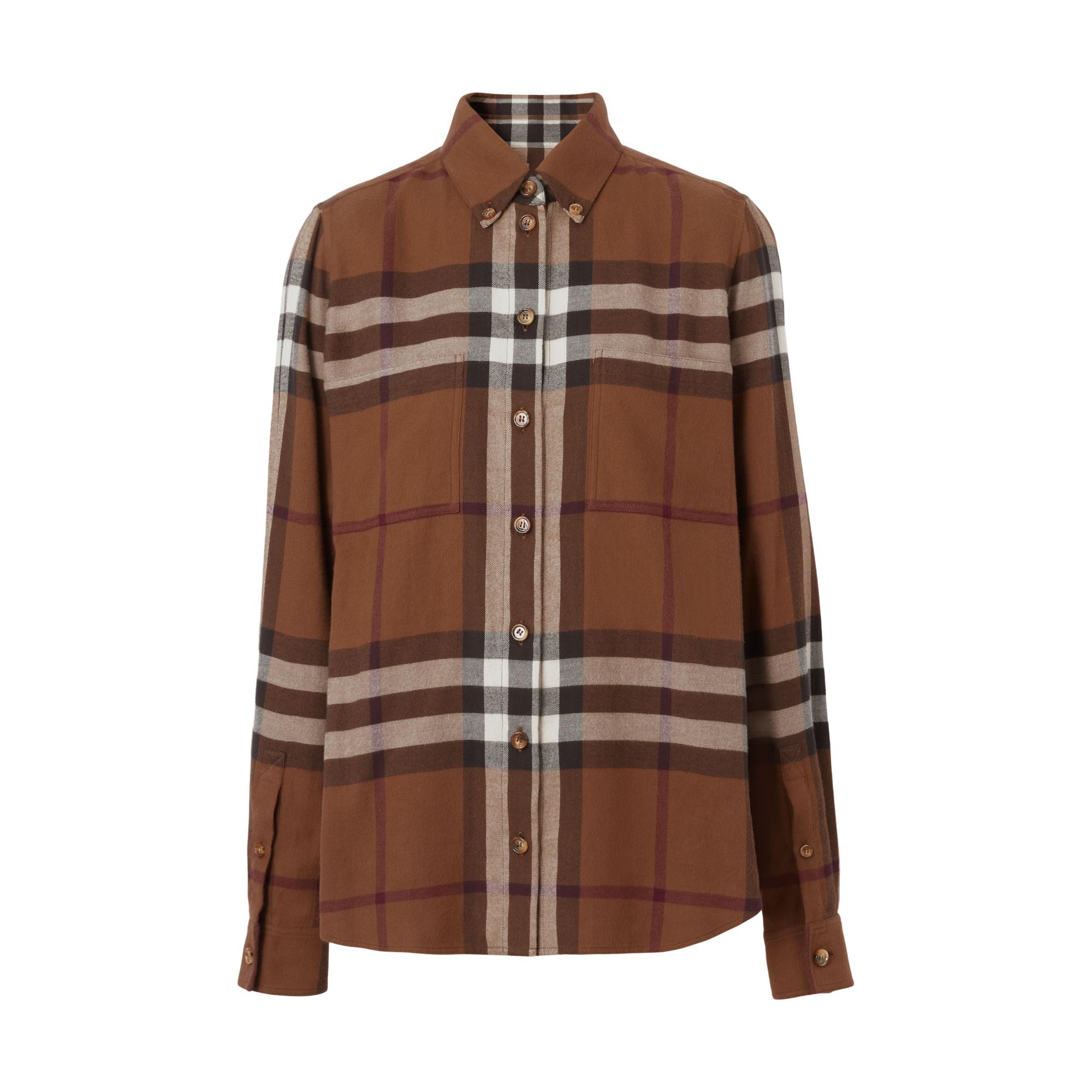 체크 코튼 플란넬 셔츠