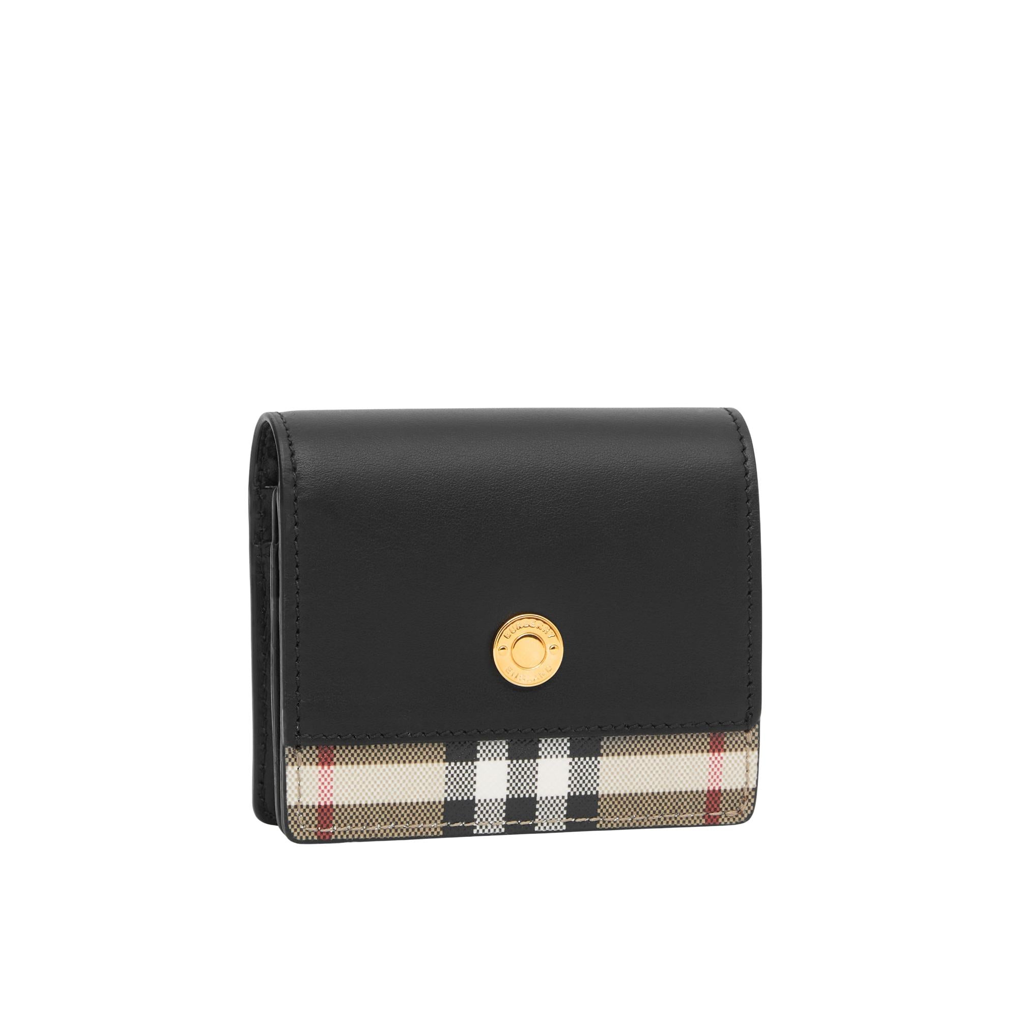 빈티지 체크 레더 스몰 반지갑