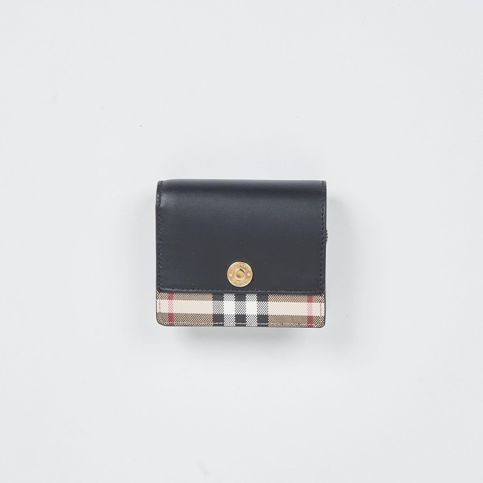 빈티지 체크 레더 스몰 반지갑