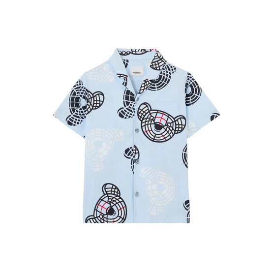 토마스 베어 프린트 스트레치 코튼 셔츠