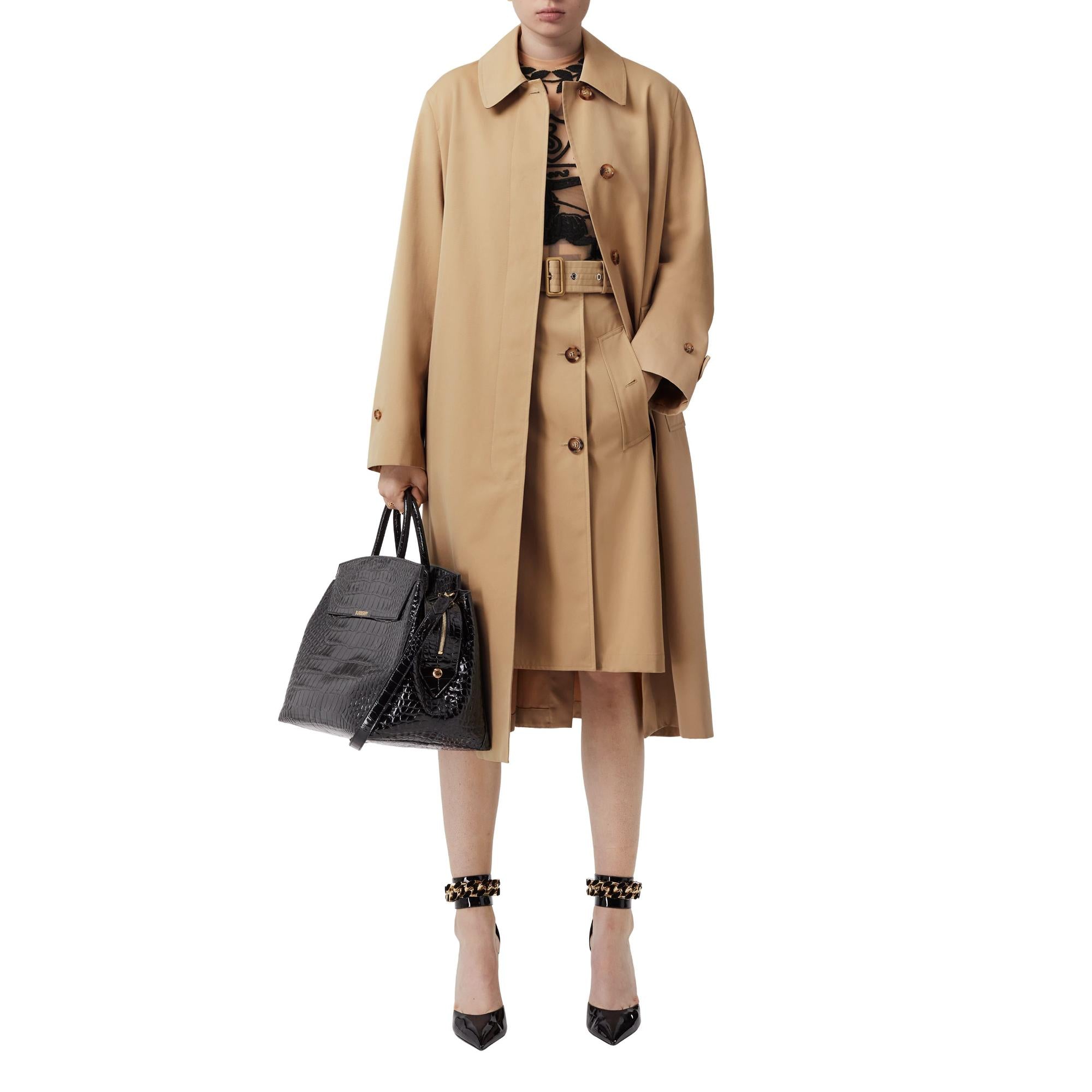 개더드 패널 트로피컬 개버딘 오버사이즈 카 코트