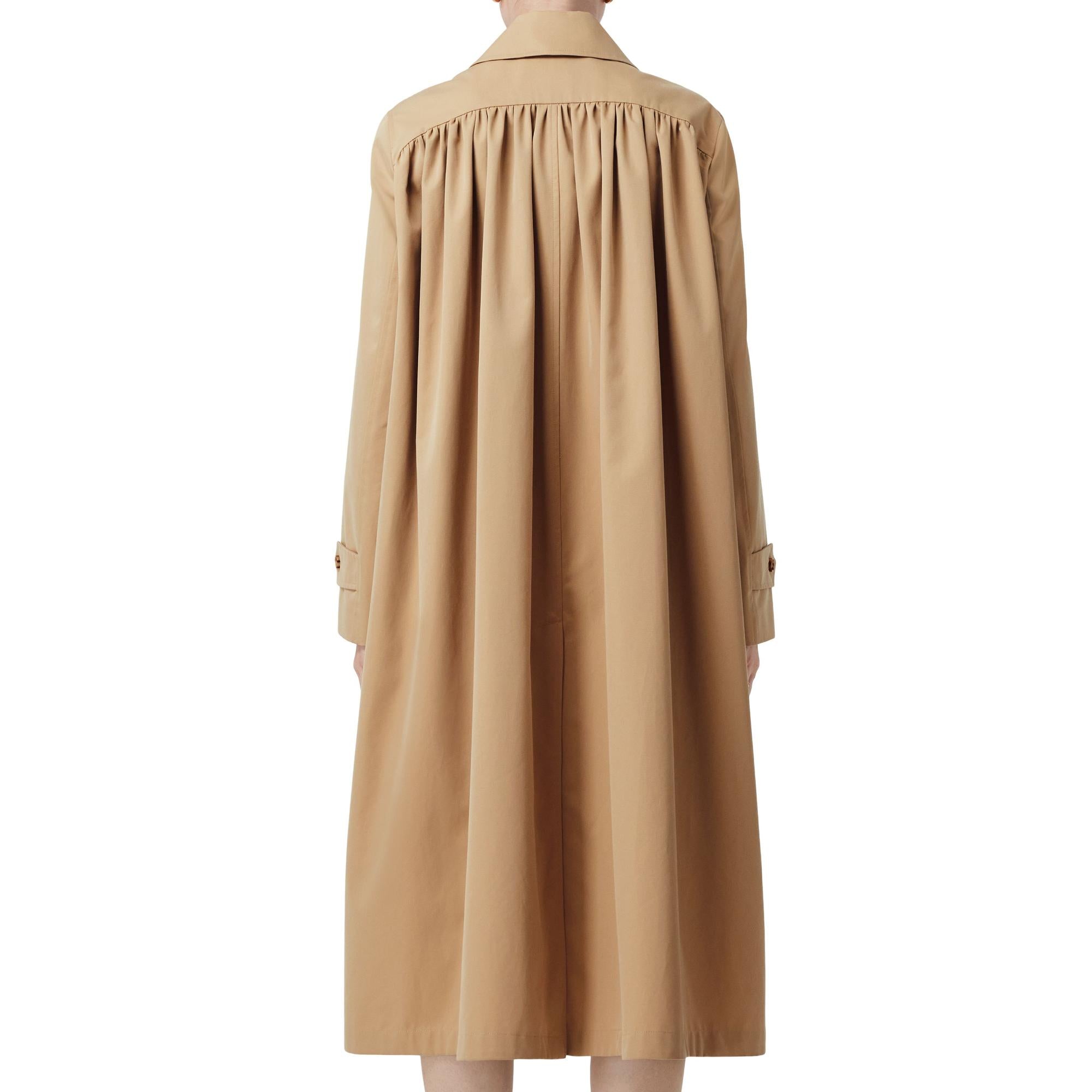 개더드 패널 트로피컬 개버딘 오버사이즈 카 코트