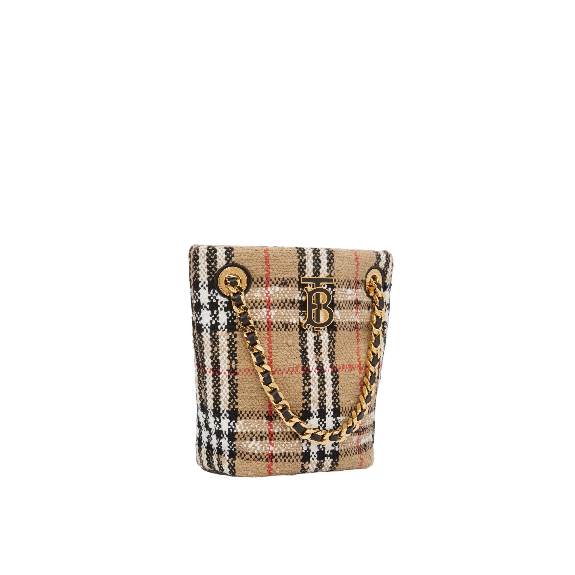 빈티지 체크 부클레 미니 롤라 버킷 백