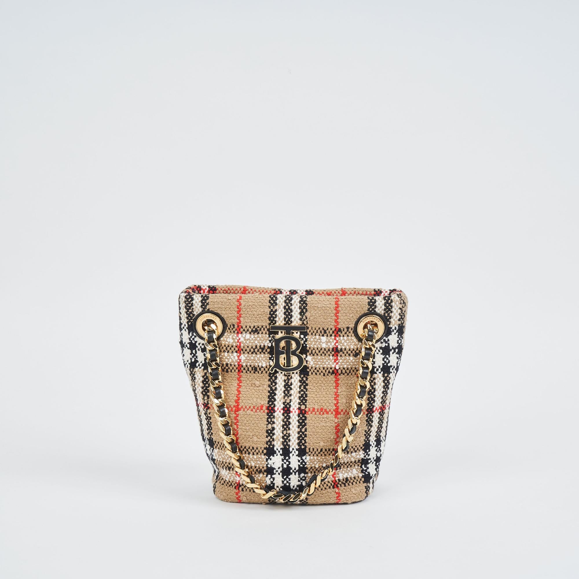 빈티지 체크 부클레 미니 롤라 버킷 백