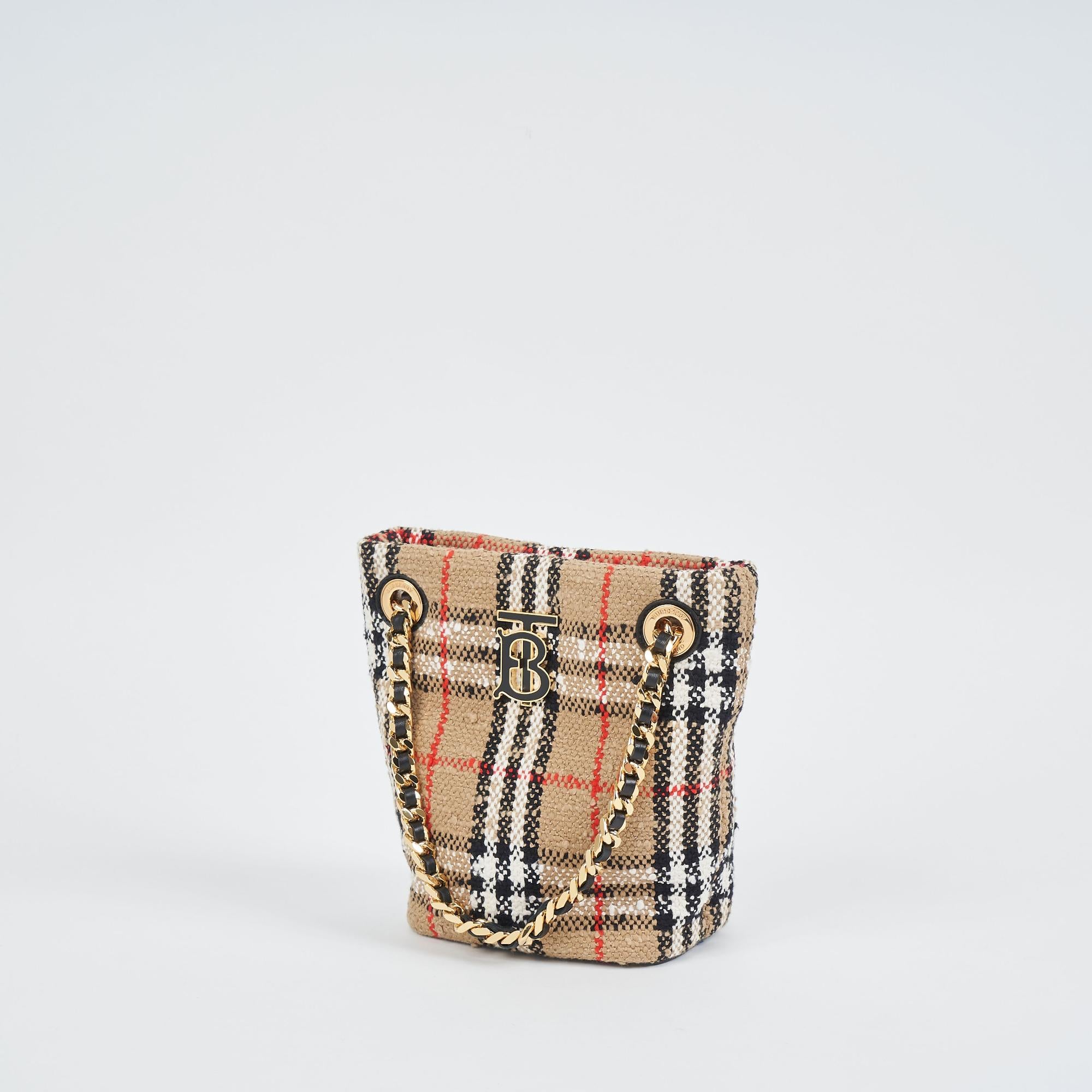 빈티지 체크 부클레 미니 롤라 버킷 백