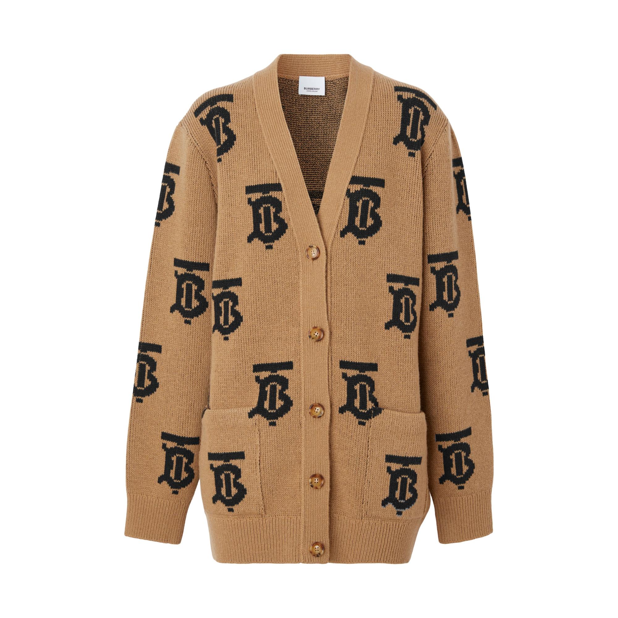 모노그램 모티프 울 자카드 카디건