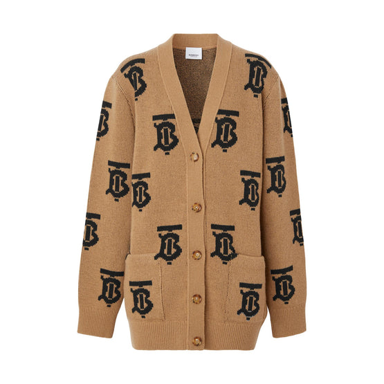 모노그램 모티프 울 자카드 카디건