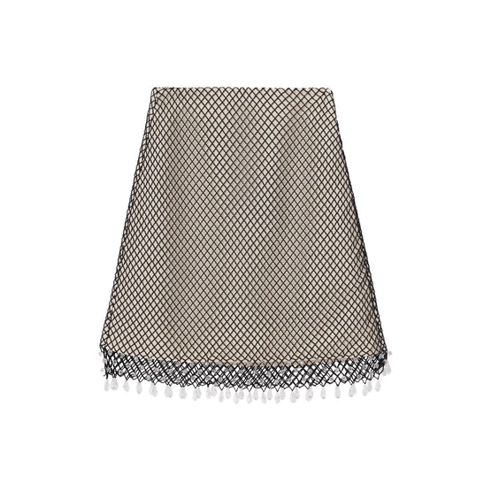 크리스털 임벨리시드 피시넷 미니 스커트