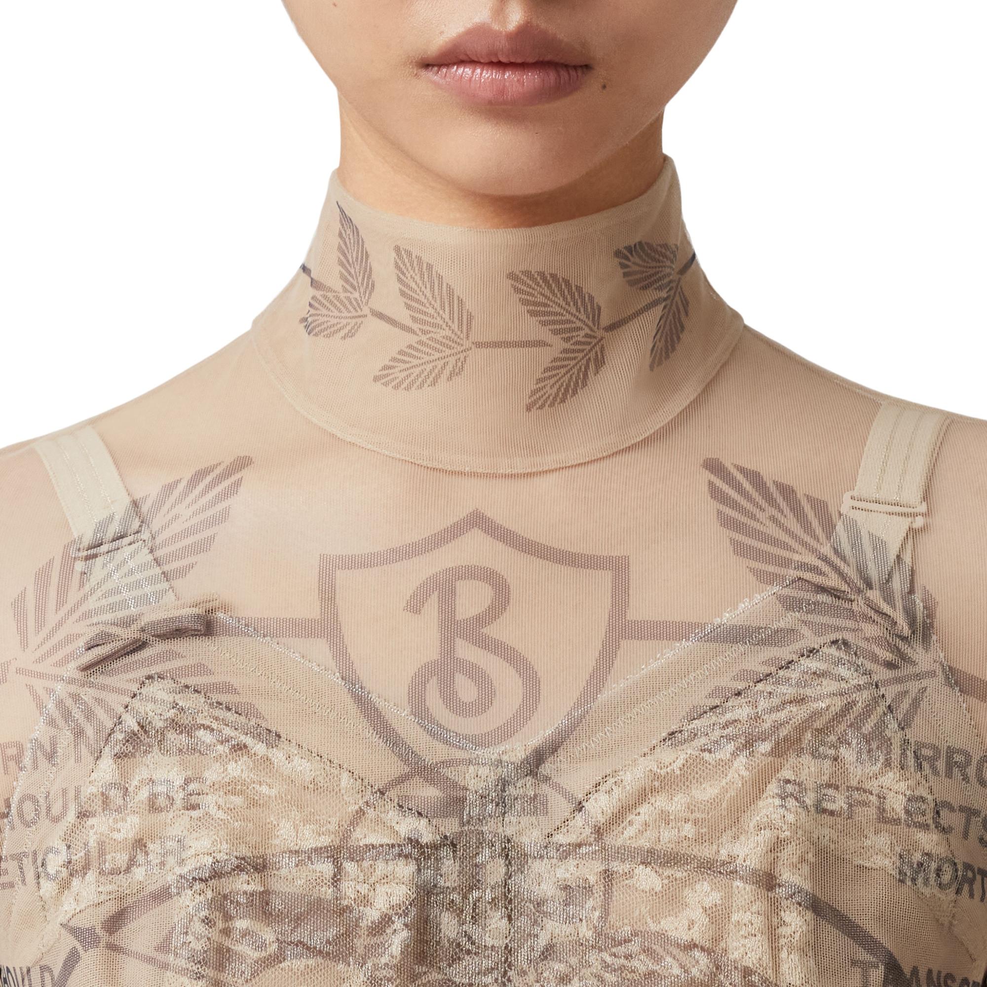 스트레치 튤 터틀넥 바디수트