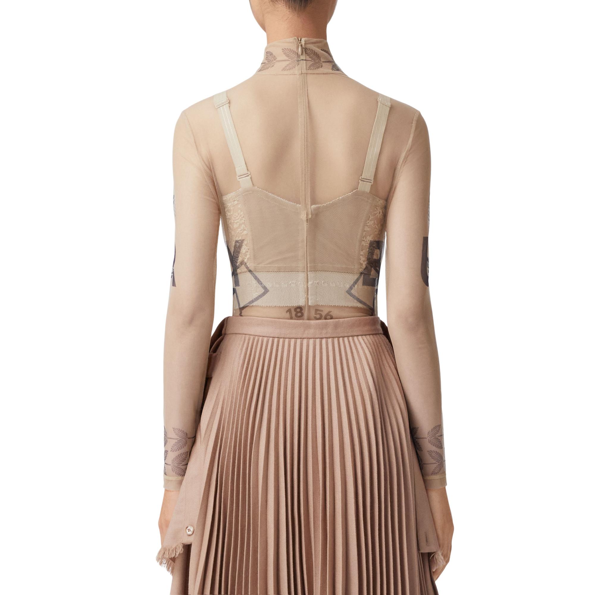 스트레치 튤 터틀넥 바디수트