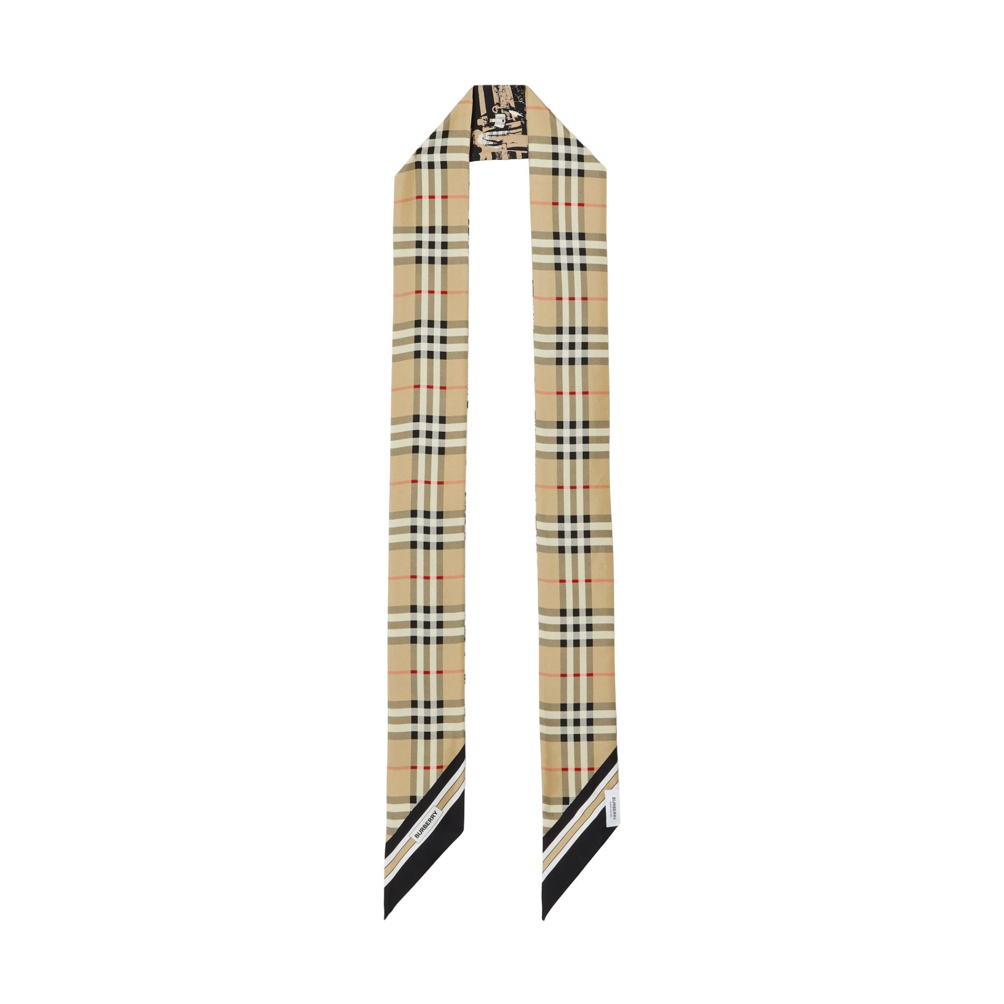 몽타주 프린트 실크 스키니 스카프