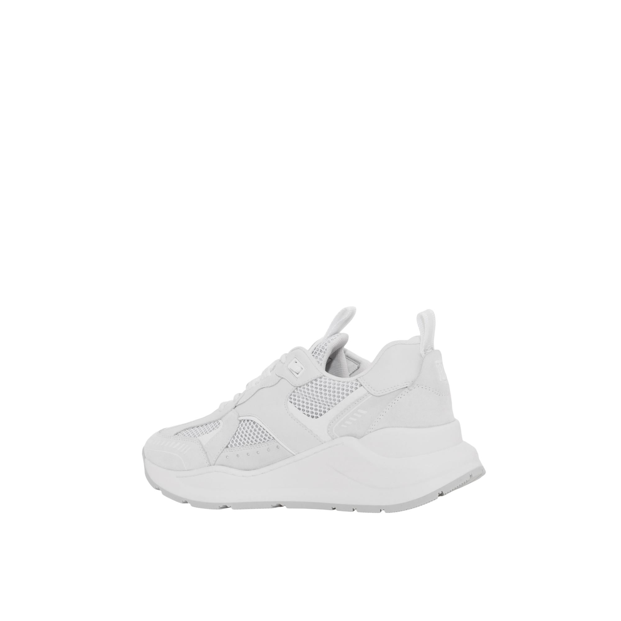 로고 엠보싱 레더 스웨이드 메시 스니커즈