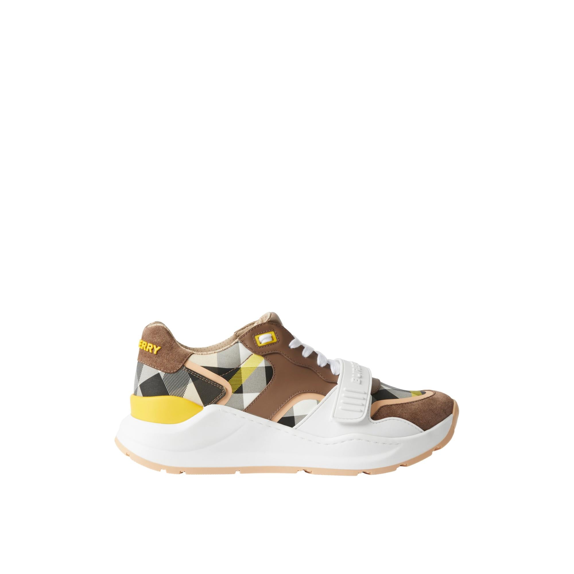 체크 스웨이드 레더 스니커즈