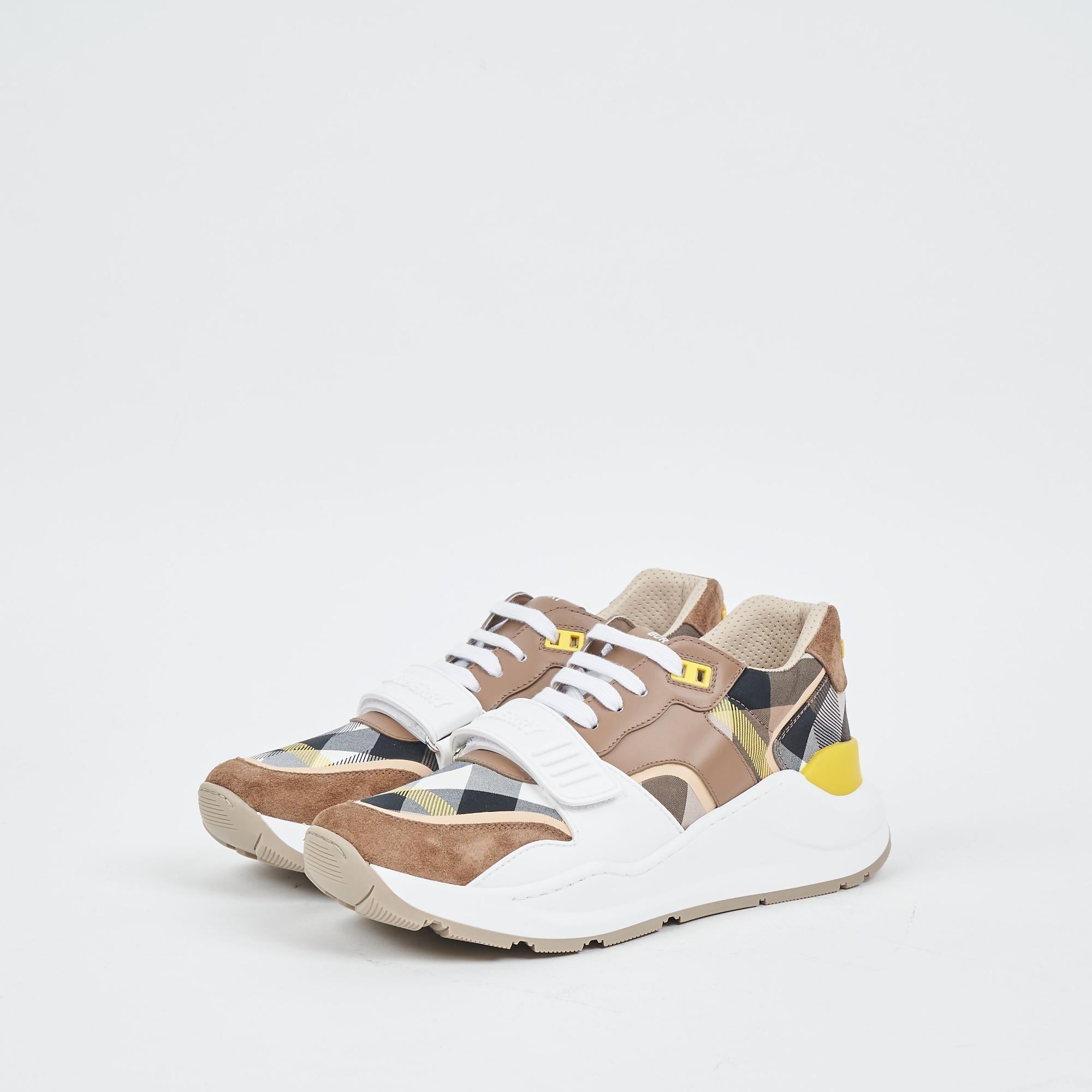 체크 스웨이드 레더 스니커즈