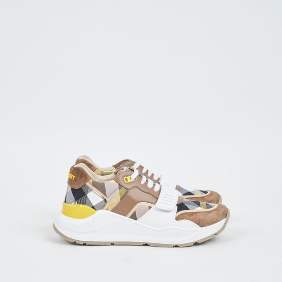 체크 스웨이드 레더 스니커즈