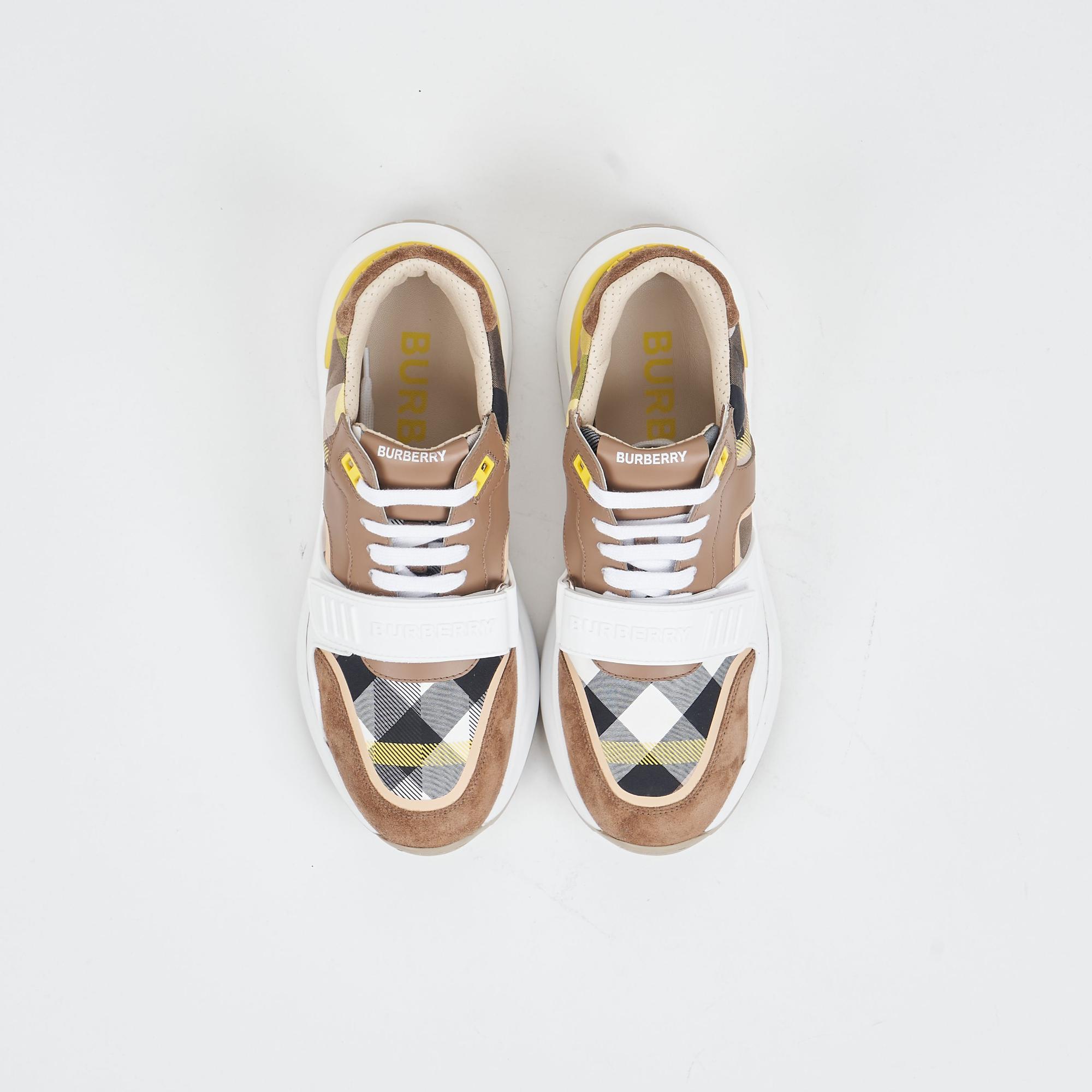 체크 스웨이드 레더 스니커즈