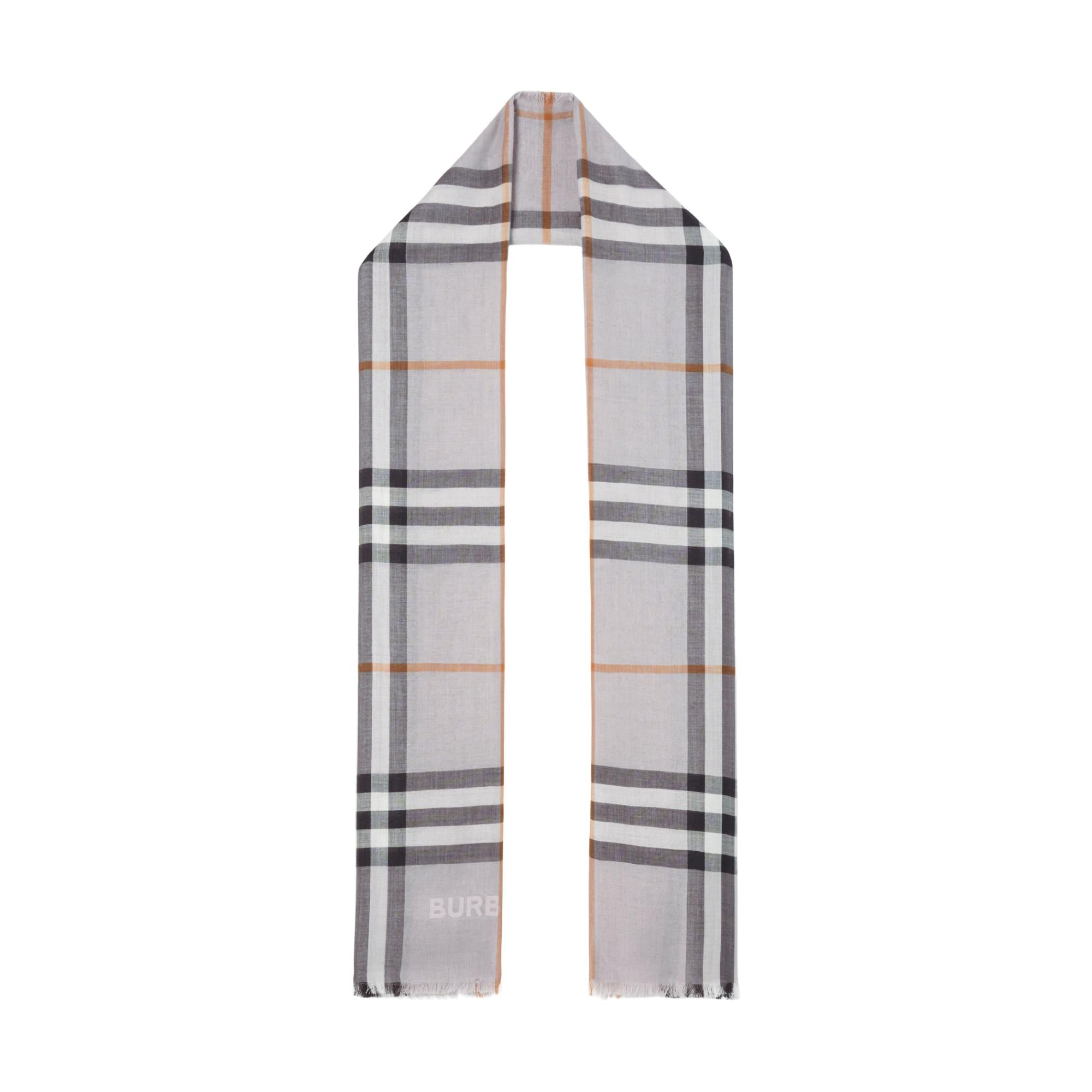 체크 울 실크 스카프