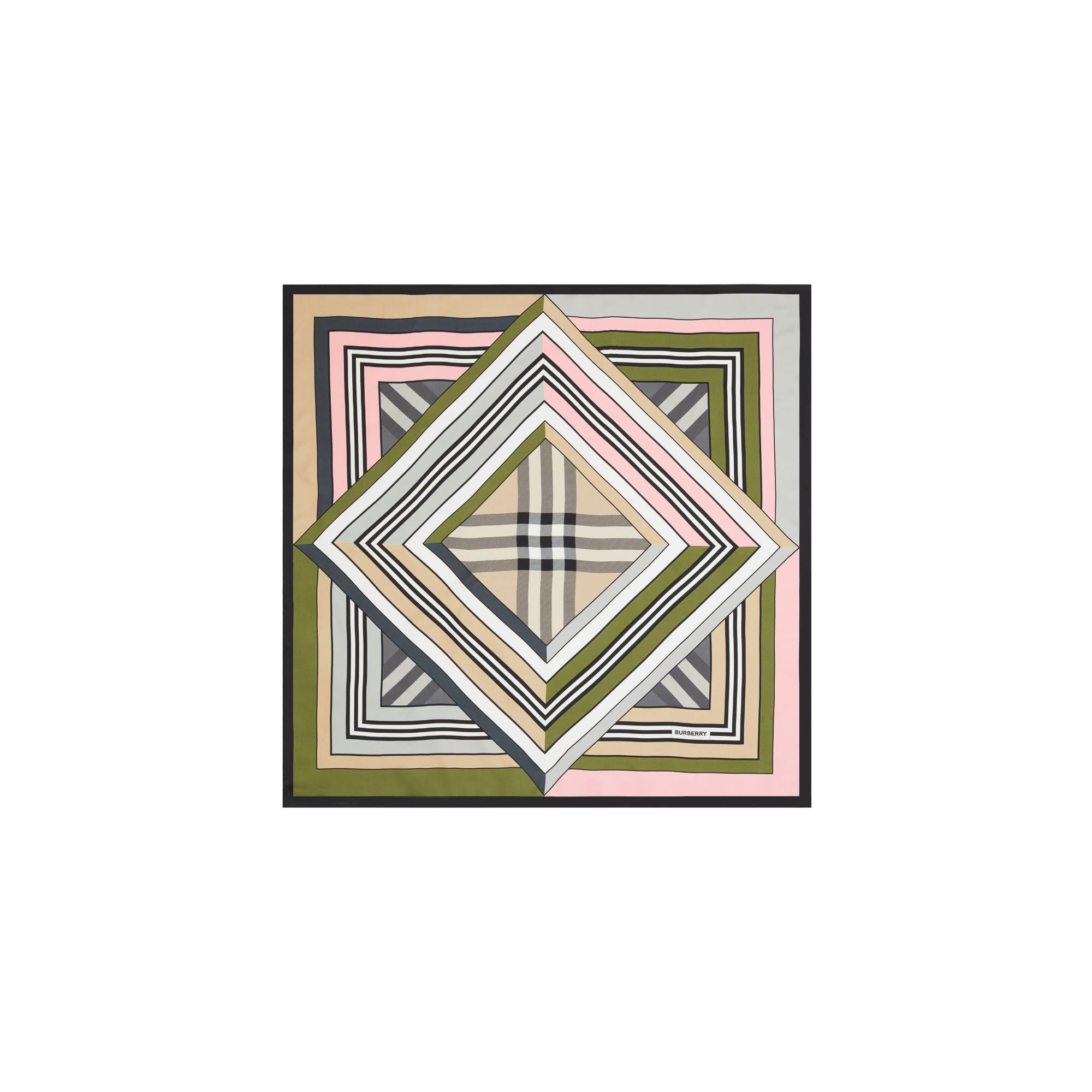 몽타주 프린트 실크 스퀘어 스카프