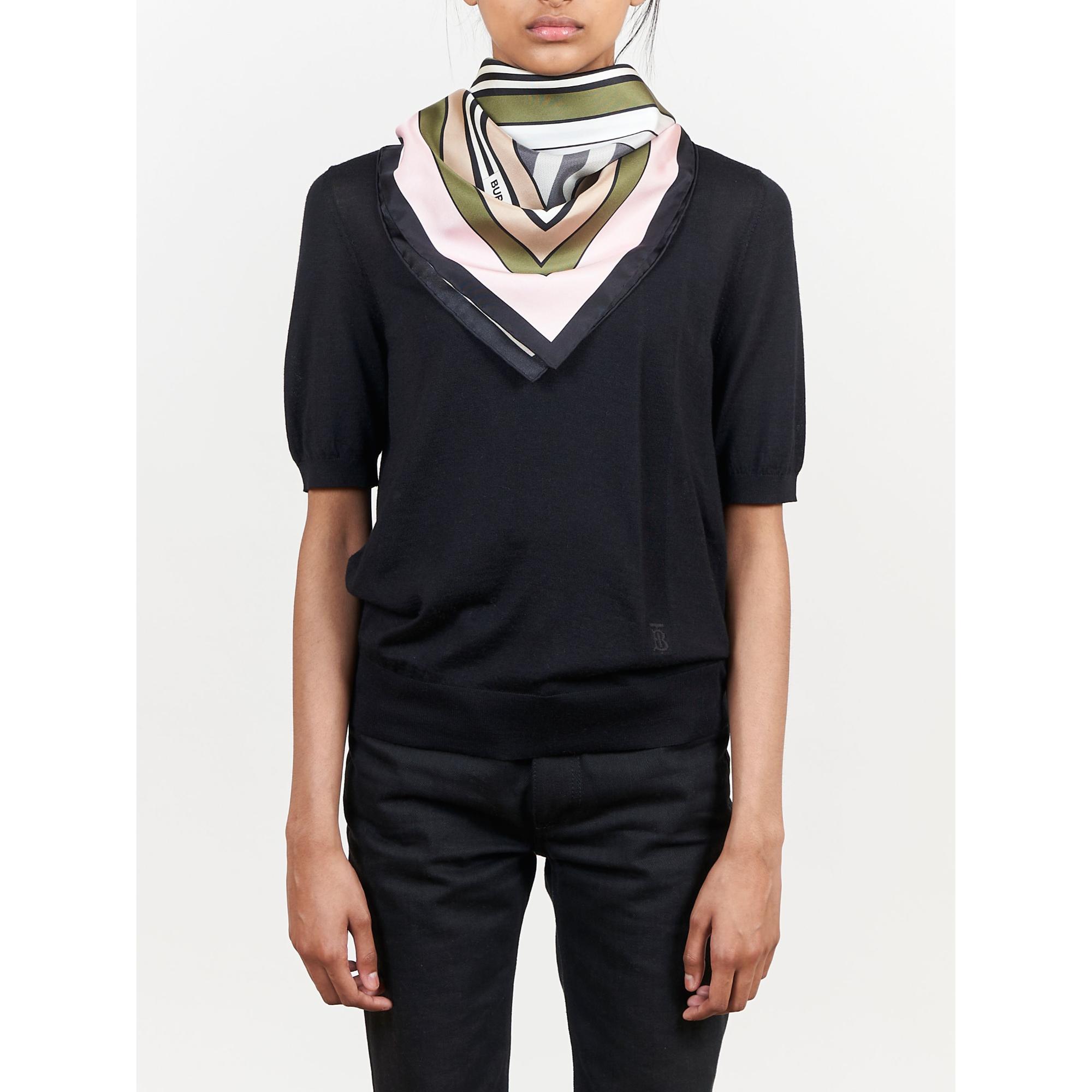 몽타주 프린트 실크 스퀘어 스카프