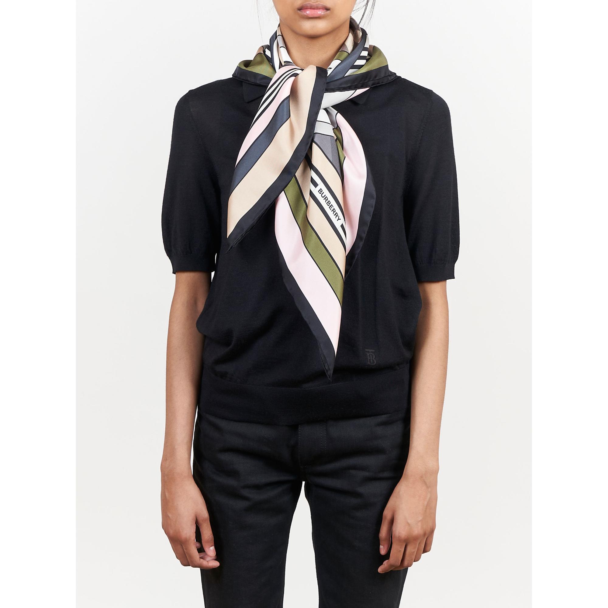 몽타주 프린트 실크 스퀘어 스카프