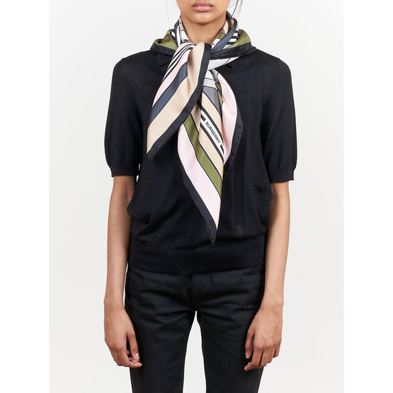 몽타주 프린트 실크 스퀘어 스카프