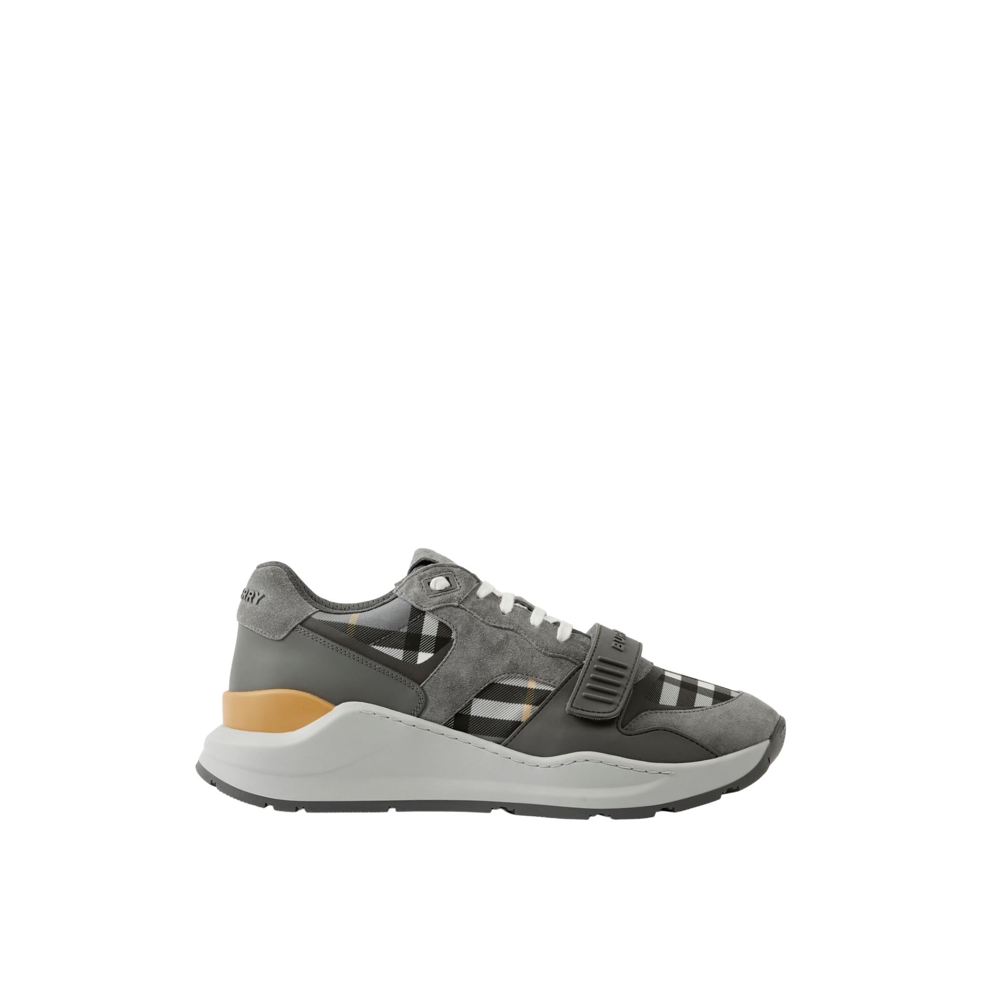 체크 스웨이드 레더 스니커즈