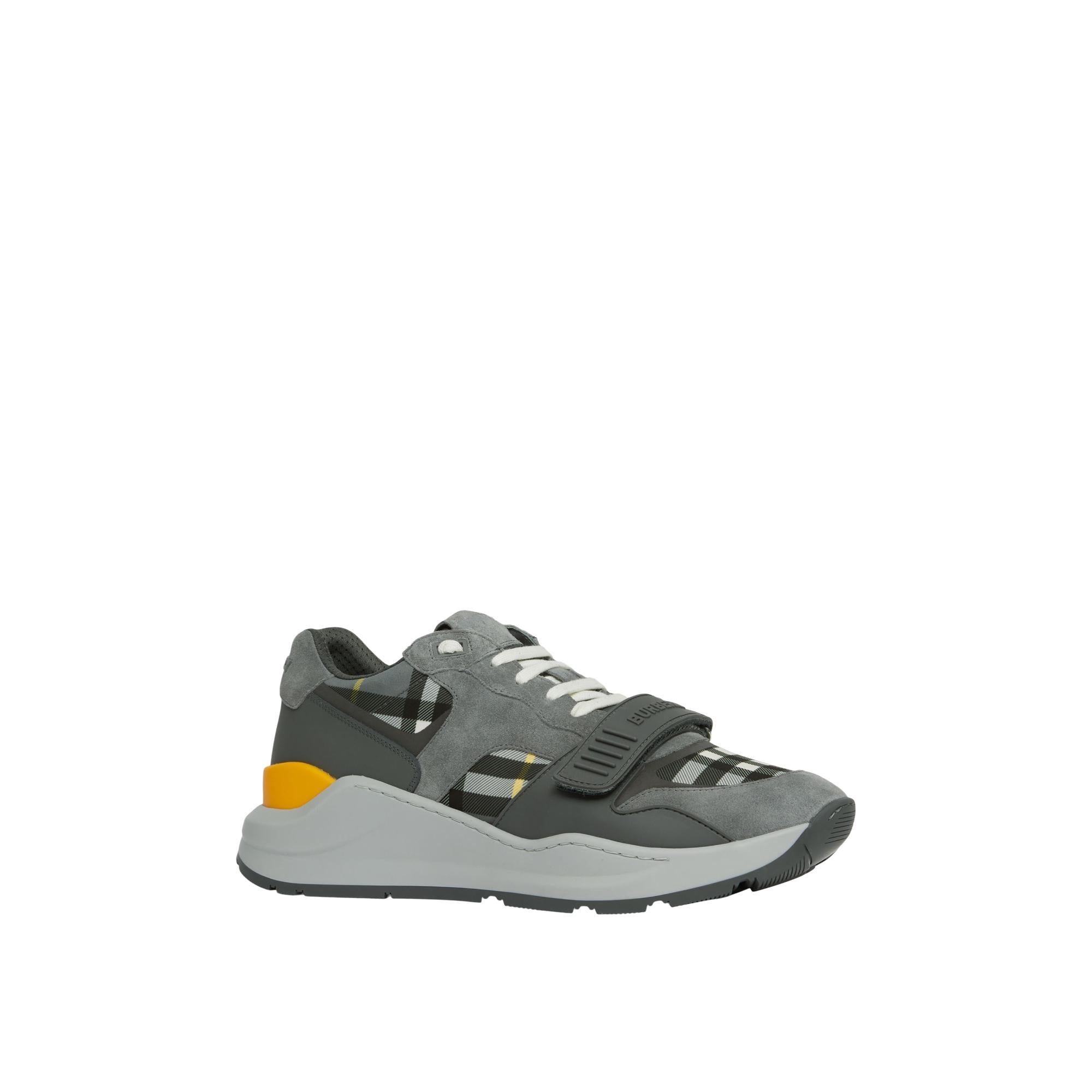 체크 스웨이드 레더 스니커즈