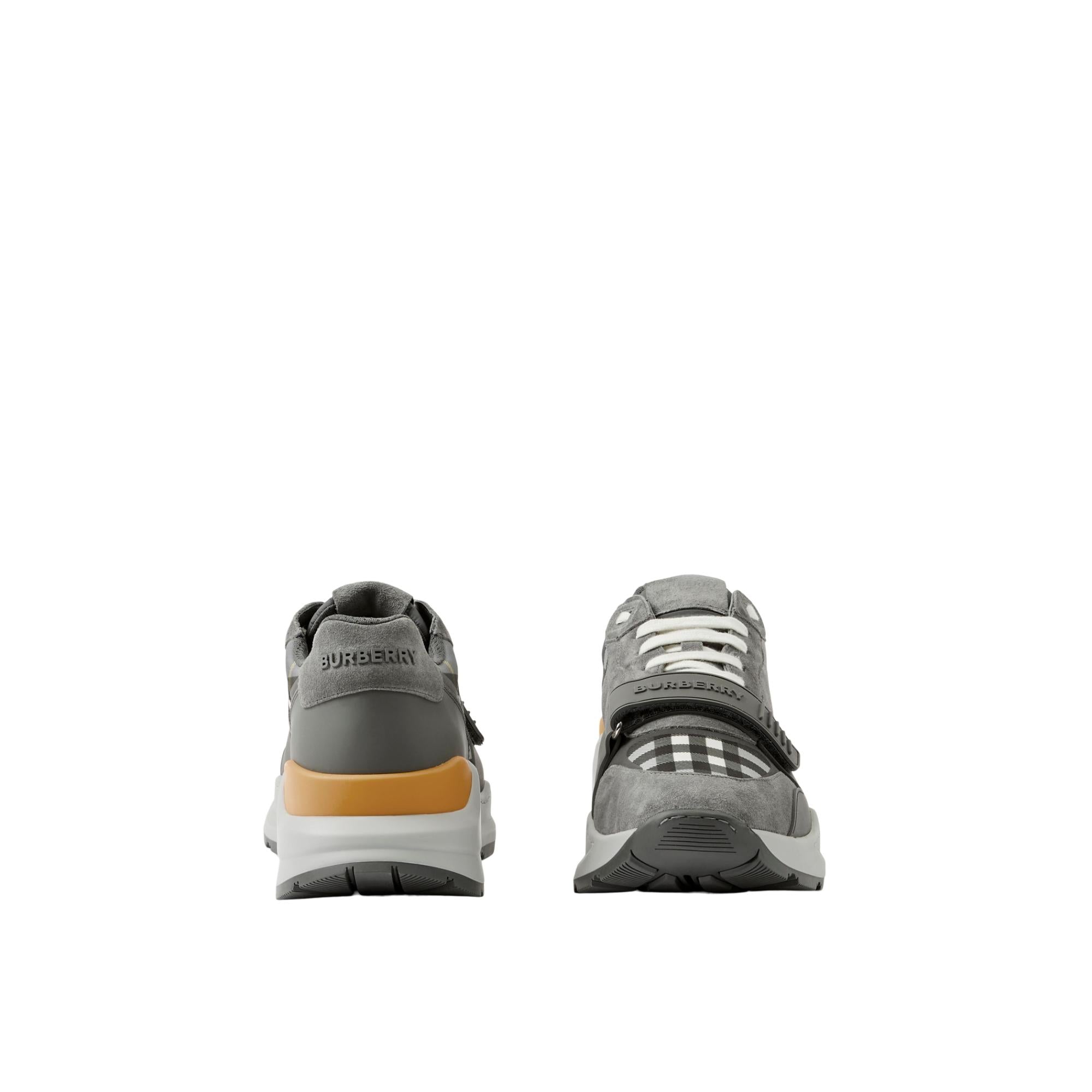 체크 스웨이드 레더 스니커즈