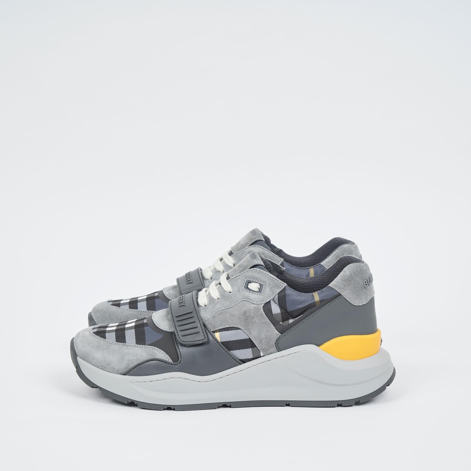 체크 스웨이드 레더 스니커즈