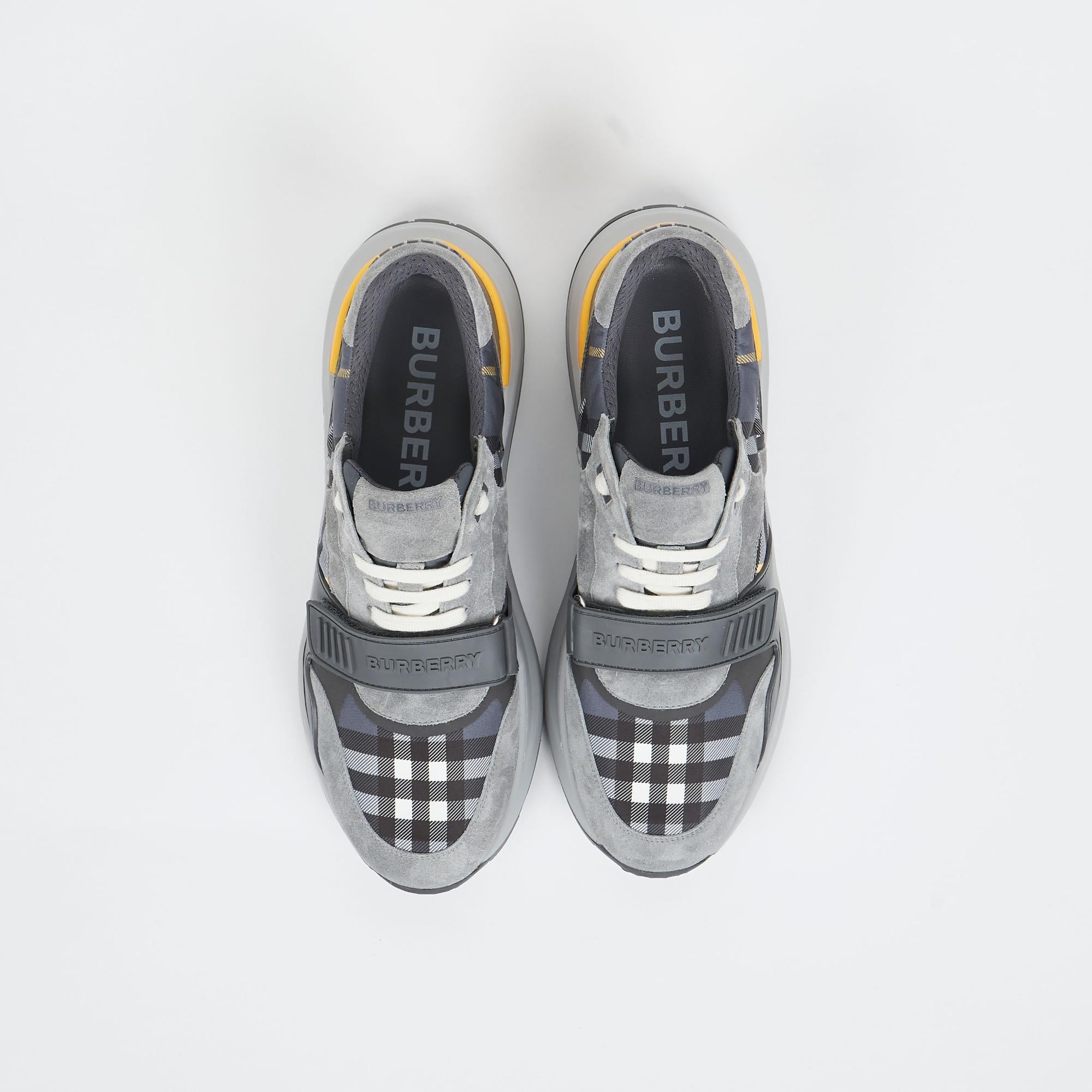 체크 스웨이드 레더 스니커즈