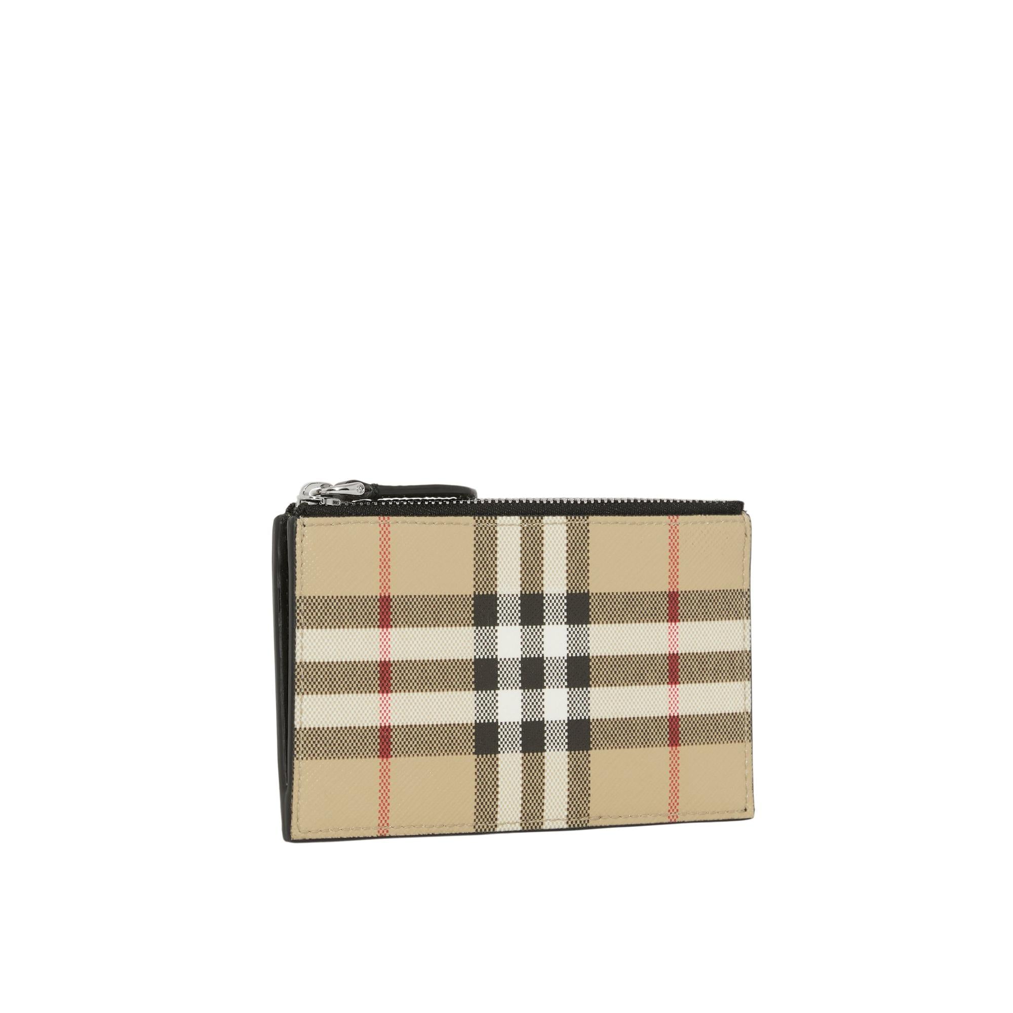 빈티지 체크 지퍼 카드 케이스